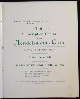 Mendelssohn Club program -- April 28, 1898