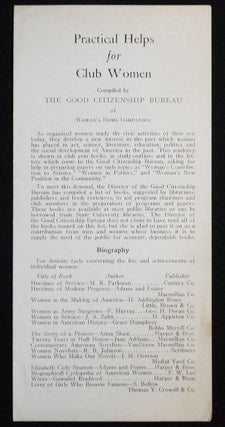 Item #007496 Practical Helps for Club Women: Compiled by the Good Citizenship Bureau of Woman's...
