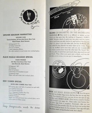 Fun at Cocktail Time: Provided by Seagram's Distillers Since 1857; and written by Julien J. Proskauer; Illustrations by John Whitcomb