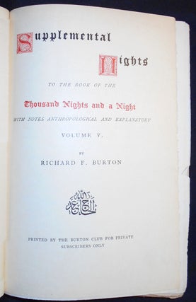 Item #007680 Supplemental Nights to The Book of the Thousand Nights and a Night -- vol. 5....