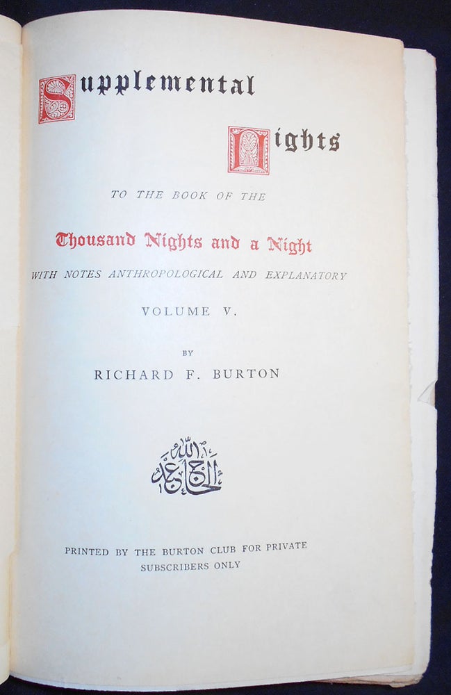 Item #007680 Supplemental Nights to The Book of the Thousand Nights and a Night -- vol. 5. Richard Francis Burton.