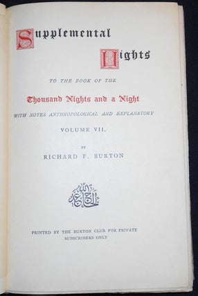 Item #007681 Supplemental Nights to The Book of the Thousand Nights and a Night -- vol. 7....