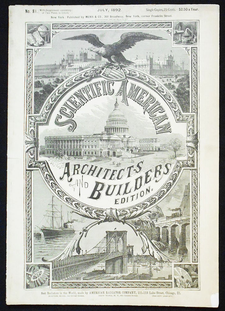 Item #007703 Scientific American: Architects and Builders Edition -- No. 81, July 1892 [with 2 color plates]