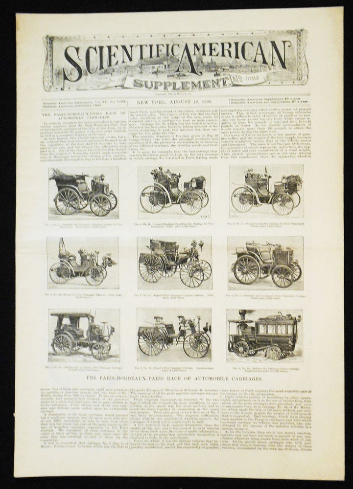 Item #007711 Scientific American Supplement -- No. 1023, Aug. 10, 1895 [the Paris-Bordeaux-Paris race]