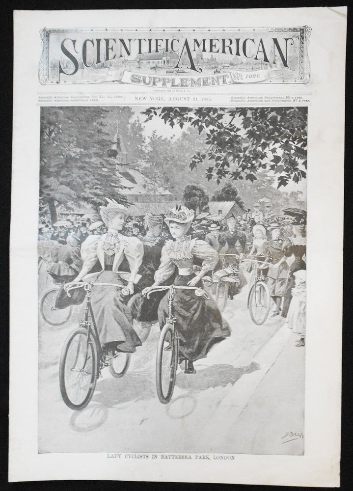 Item #007713 Scientific American Supplement -- No. 1026, Aug. 31, 1895 [lady cyclists in Battersea Park, London]