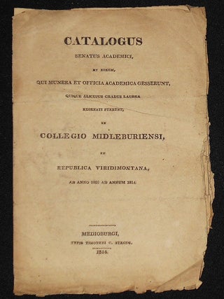 Item #008193 Catalogus Senatus Academici, et eorum, qui Munera et Officia Academica Gesserunt,...