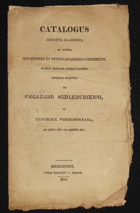 Item #008193 Catalogus Senatus Academici, et eorum, qui Munera et Officia Academica Gesserunt,...