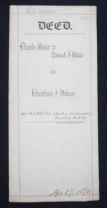 Item #008202 1875 Deed for Sale of Land by Elijah Stover and David S. Stover, executors of the...
