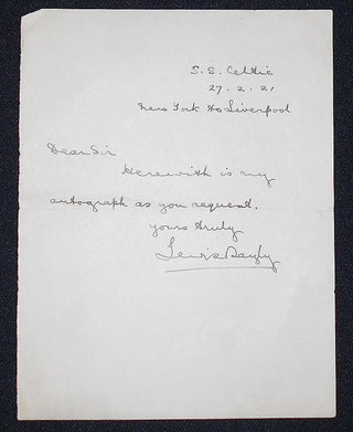 Item #008209 Handwritten letter signed by Admiral Lewis Bayly. Lewis Bayly