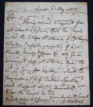 Item #008211 Handwritten letter from the Duke of Montrose regarding the Eastern Battalion of...