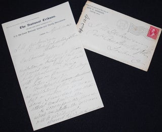 Handwritten letter to J. M. Dickinson, Lisbon, Ohio, from Kate B. Sherwood, editor of the Woman's. Kate B. Sherwood.