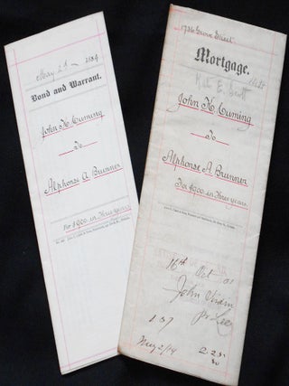Item #008298 2 mortgage documents involving John K. Cuming, Alphonse A. Brunner, and a brick...