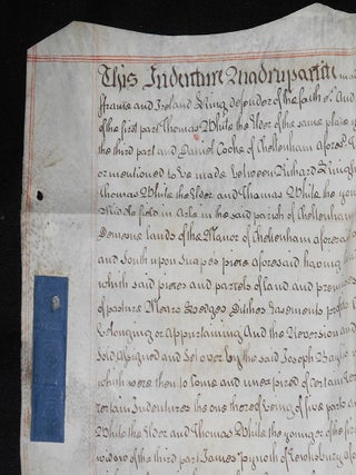 1 handwritten parchment deed for land in the Parish of Cheltenham, Gloustershire, England