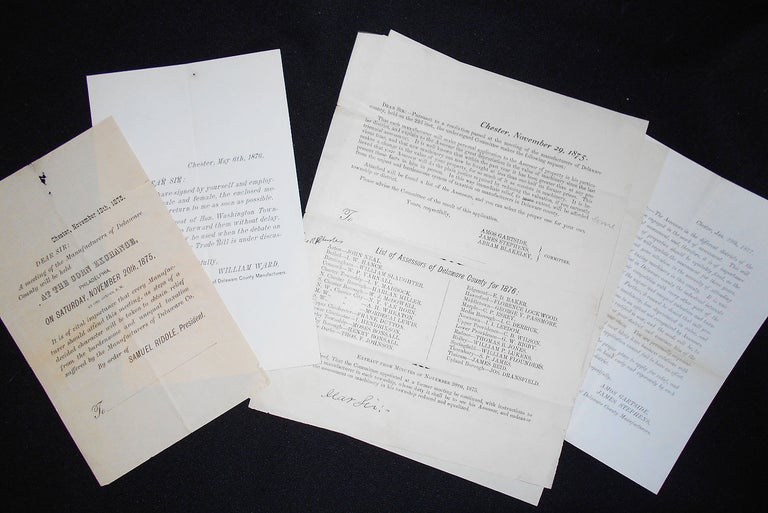 Item #008332 5 Printed Documents relating to Assessments and Taxation. Samuel Riddle, William Ward, Amos Gartside, James Stephens, Abram Blakeley.