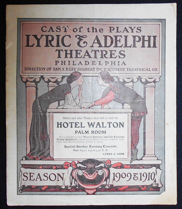 Item #008358 Lyric & Adelphi Theatres Playbill 1910: "The Easiest Way" at the Lyric Theatre starring Frances Starr, and "The Melting Pot" at the Adelphi Theatre starring Walker Whiteside