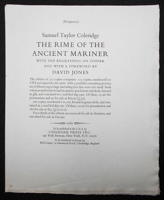 Item #008370 Prospectus for The Rime of the Ancient Mariner by Samuel Taylor Coleridge with Ten...