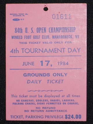 Item #008386 84th U.S. Open Championship, Winged Foot Golf Club, Mamaroneck, N.Y., Ticket for...