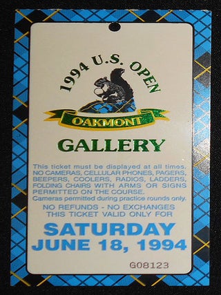 Item #008387 1994 U.S. Open, Oakmont Gallery Ticket for June 18, 1994