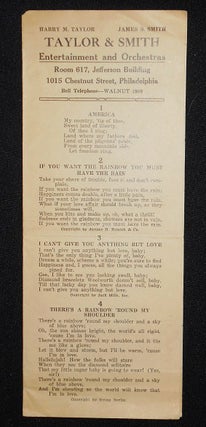 Item #008438 Taylor & Smith Entertainment and Orchestras. Harry M. Taylor, James S. Smith