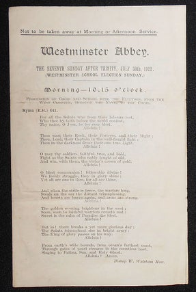 Item #008448 Westminster Abbey Hymns for Services on July 30, 1922