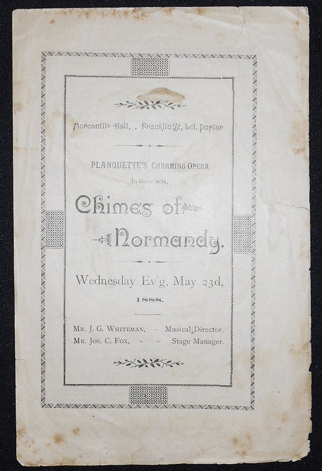Item #008453 Program for Chimes of Normandy [Les Cloches de Corneville] by Robert Planquette