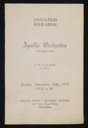 Item #008454 Apollo Orchestra program -- Conductor J. W. F. Leman [La Nuit et L'Amour by Augusta...
