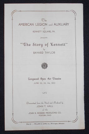Item #008458 Program from a production of The Story of Kennett by Bayard Taylor presented at...