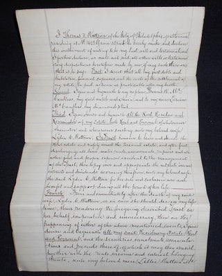 Item #008463 Handwritten will of Thomas D. Wattson with pencilled notation by Wattson declaring...