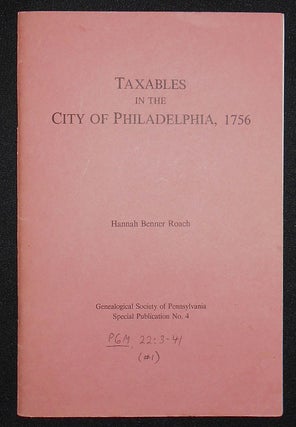 Item #008583 Taxables in the City of Philadelphia, 1756. Hannah Benner Roach