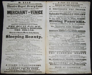 Item #008616 Playbill for Theatre Royal, Drury Lane, London, March 9, 1833 [Edmund Kean as Shylock