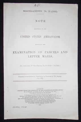 Item #008634 Note Addressed to the United States Ambassador Regarding the Examination of Parcels...