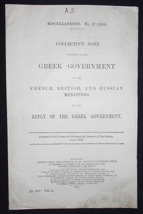Item #008638 Collective Note Addressed to the Greek Government by the French, British, and...