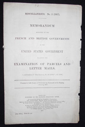 Item #008647 Memorandum Addressed by the French and British Governments to the United States...