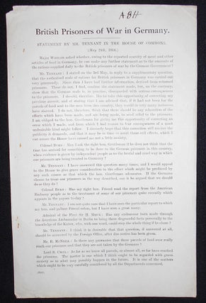 Item #008653 British Prisoners of War in Germany; Statement by Mr. Tennant in the House of...