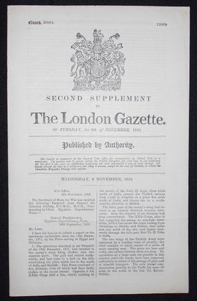 Item #008655 Second Supplement to the London Gazette of Tuesday, the 5th of November, 1918 --...