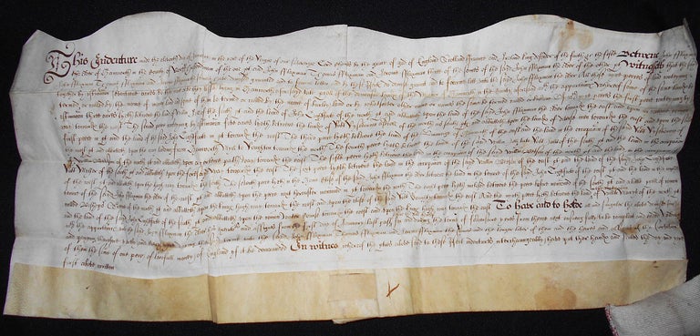 Item #008776 Handwritten Parchment Land Transfer Involving the Flaxman Family of Hanworth, Norfolk County, England, in 1653