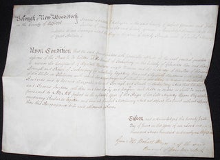 Item #008777 Handwritten Parchment Document involving Francis Sanders and Elizabeth Henderson and...