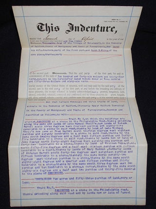 Item #008786 Deed for Sale of Land subject to Widow's Dower in Tylersport, Montgomery County, Pa