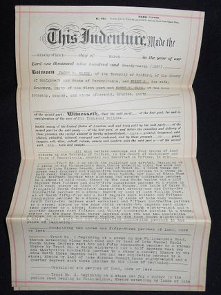 Item #008790 Deed for Sale of Property in Salford Township, Montgomery County, Pa