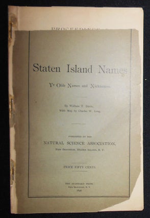 Item #008935 Staten Island Names: Ye Olde Names and Nicknames [Proceedings of the Natural Science...