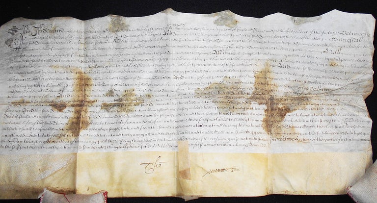 Item #009057 1689 Handwritten Parchment Deed of Thomas Mercer, tanner, Hawkhurst, England. Thomas Mercer.