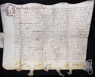 Item #009162 Handwritten Parchment Deed in Latin [Buntingford, England]. Alexander Strange