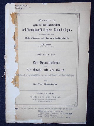 Item #009164 Der Dornauszieher und der Knabe mit der Gans: Entwurf einer Geschichte der...