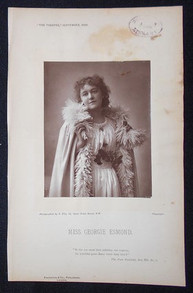 Item #009168 Carbon Print Photograph of Georgie Esmond from The Theatre, September 1892. Alfred...