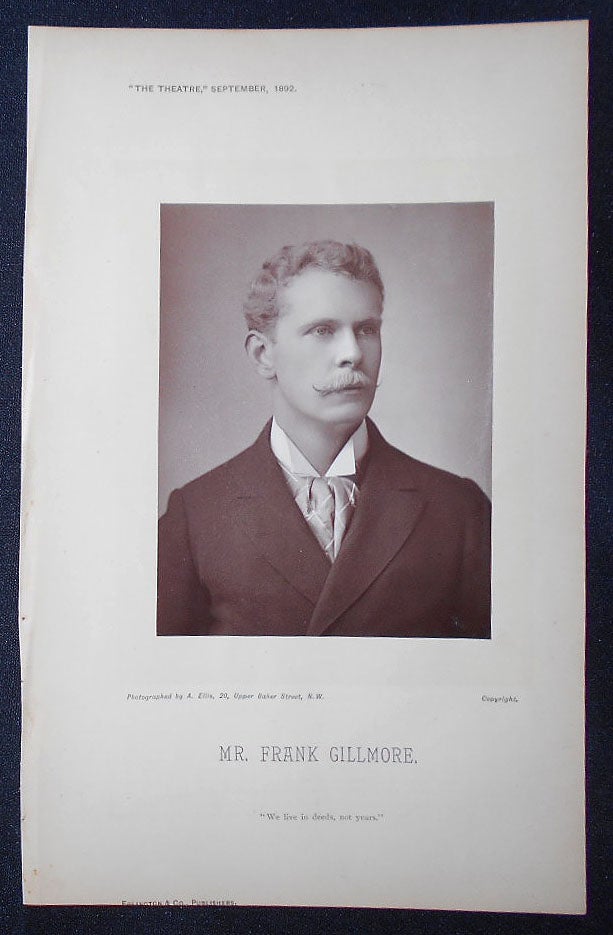 Item #009174 Carbon Print Photograph of Frank Gillmore from The Theatre, September 1892. Alfred Ellis.