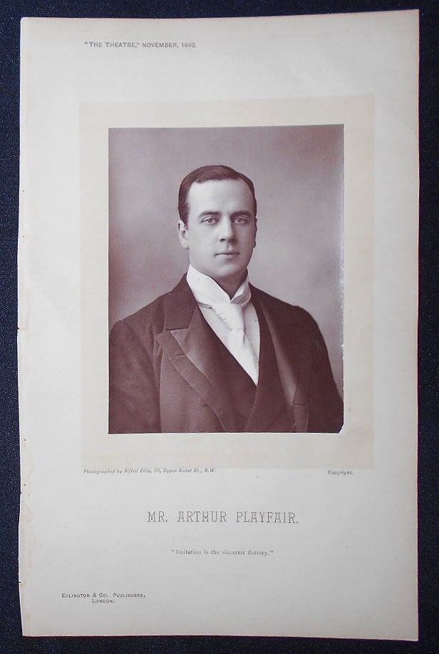 Item #009176 Carbon Print Photograph of Arthur Playfair from The Theatre, November 1892. Alfred Ellis.