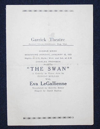 Item #009185 Garrick Theatre Program for The Swan with Eva LeGallienne
