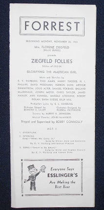 Item #009187 Forrest Theater Program for Ziegfeld Follies Edition of 1933-34: Glorifying the...