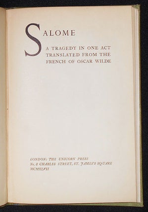 Salome: A Tragedy in One Act Translated From the French of Oscar Wilde