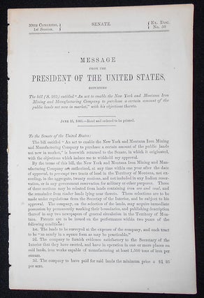 Item #009288 Message from the President of the United States, Returning The bill (S. 203)...